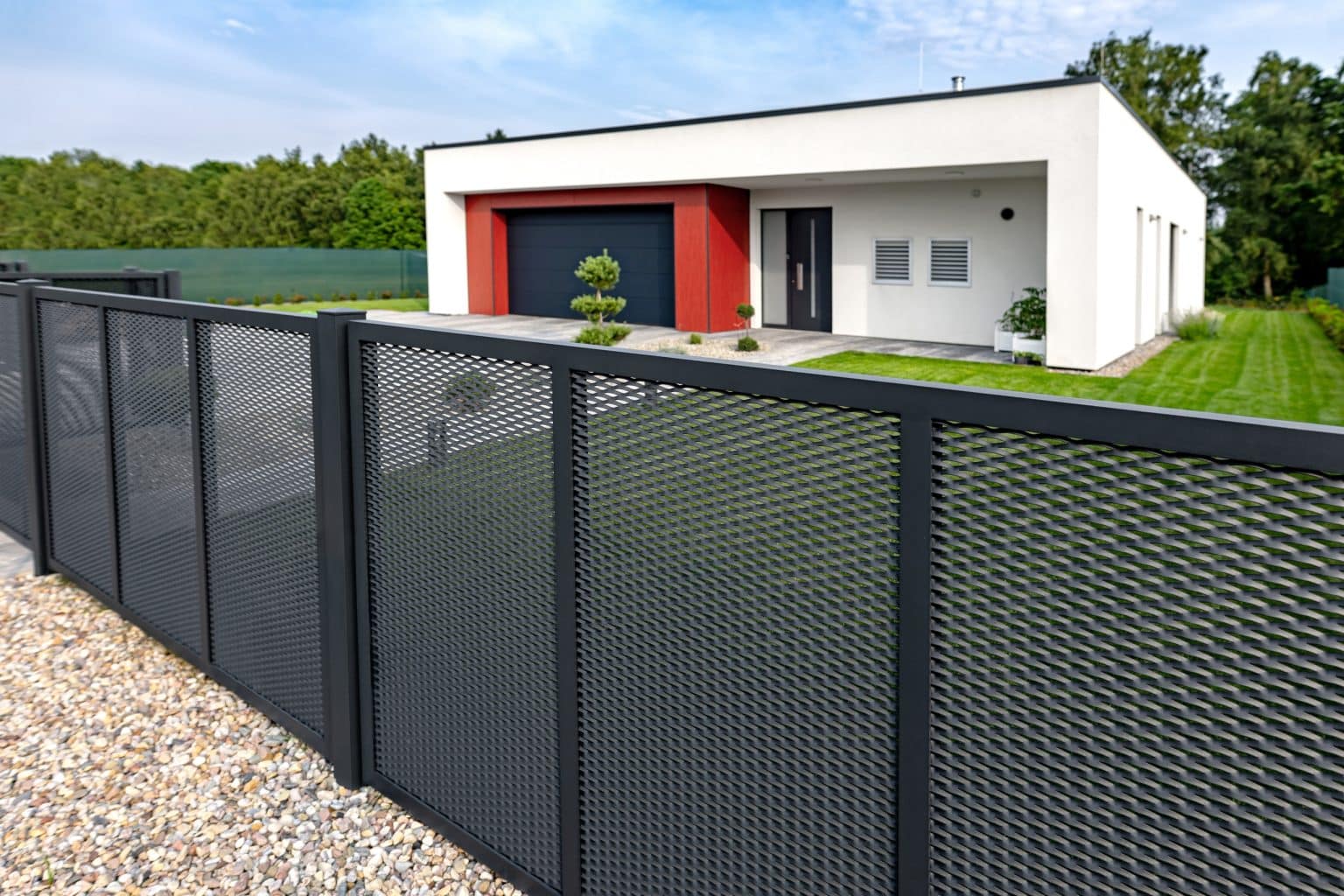 Tahokov plot LAMARK | Motiv Mauricius | Šedá antracitová barva | Hliníkové sloupky | Černá u Bohdanče