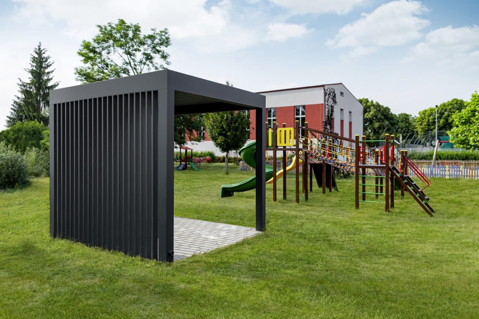 Bioklimatická samostatně stojící pergola LAMARK | Nový Bydžov | Šedá antracitová barva